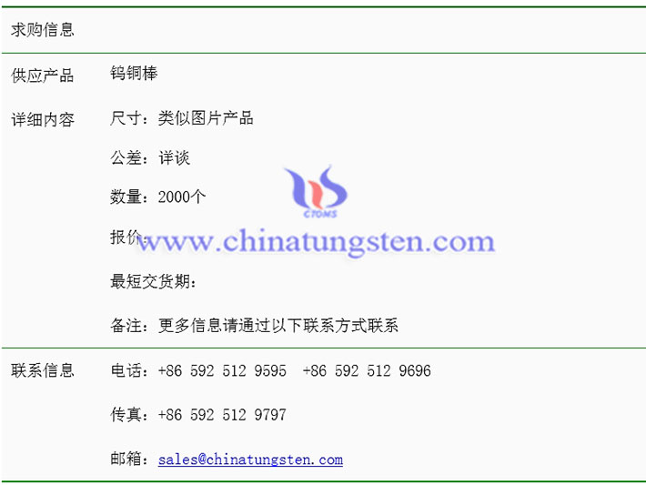 鎢銅棒求購表圖片